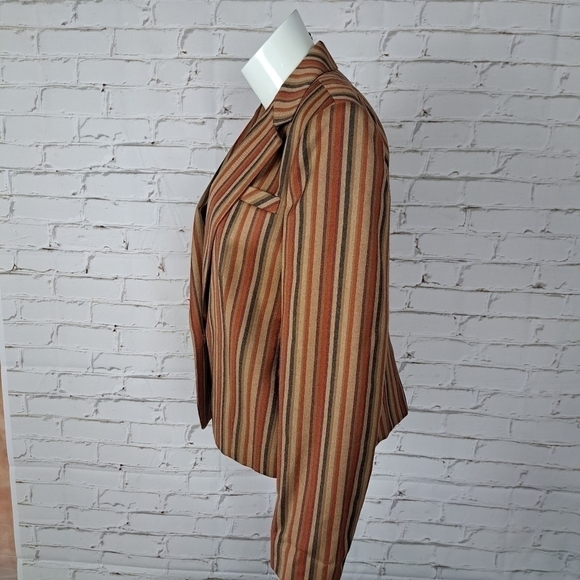 VINTAGE Bernard Cowan pure virgin wool Striped Blazer - Picture 4 of 14